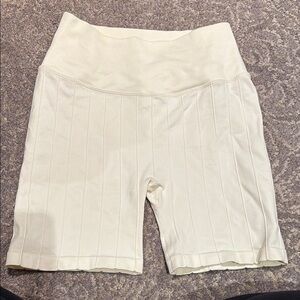 Women's Cream Ribbed Shorts